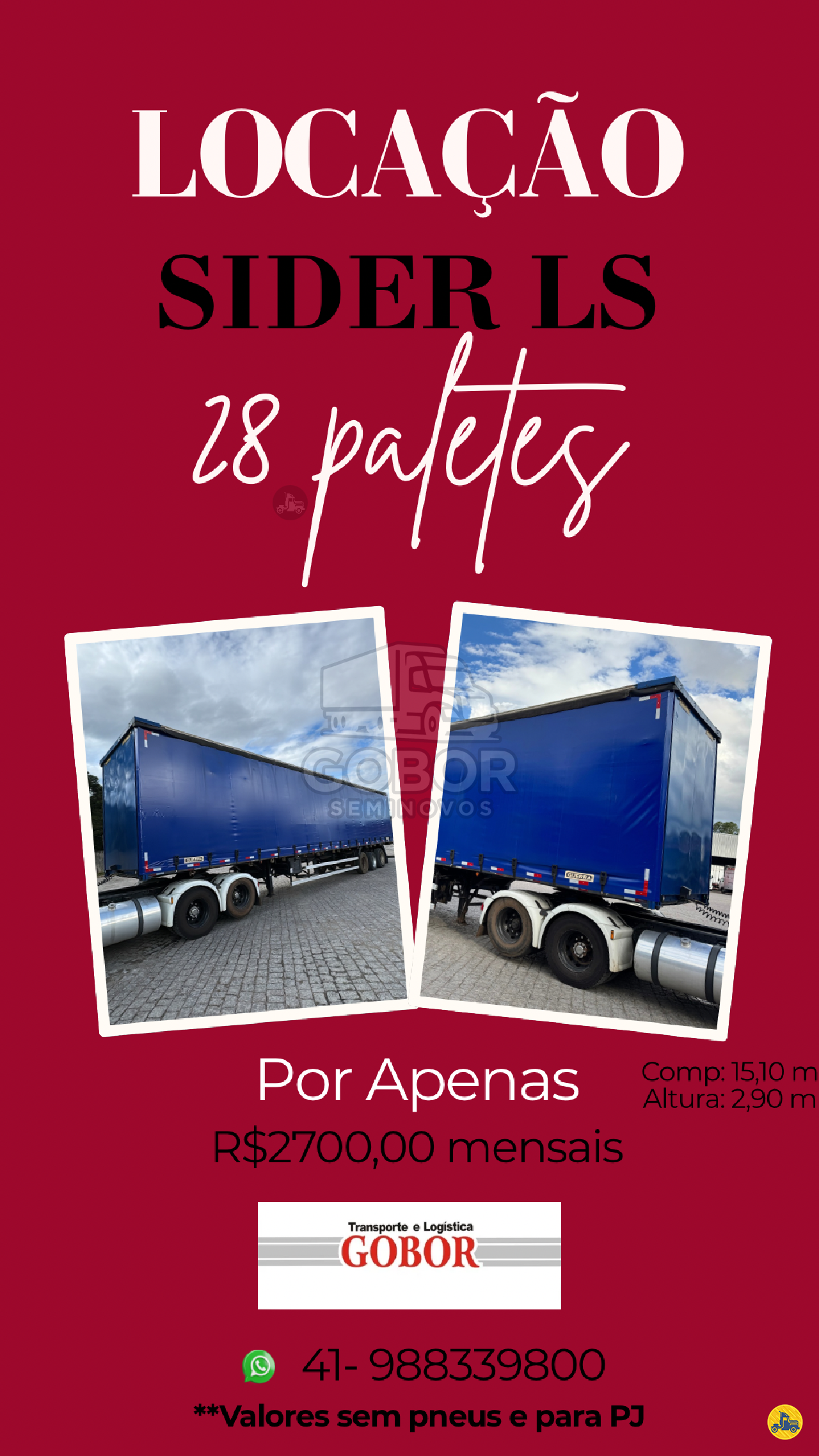 CARRETA SEMI-REBOQUE BAU SIDER Reta Gobor Seminovos CAMPO LARGO PARANÁ PR